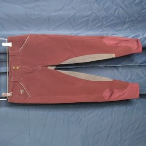 Piper by SmartPak riding breech, 28R, mauve/purpleish, grey, loose threads